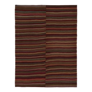 Vintage Persian Paneled Kilim Rug in Polychromatic Stripes - By Rug & Kilim For Sale