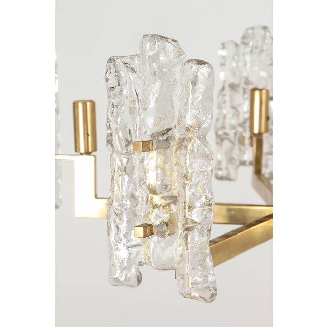Italian Italian Glass Pendant With Kalmar Textured Glass Shades For Sale - Image 3 of 10