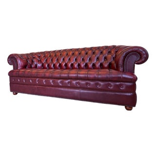 Oxblood Red Chesterfield 3-Seater Club Sofa For Sale