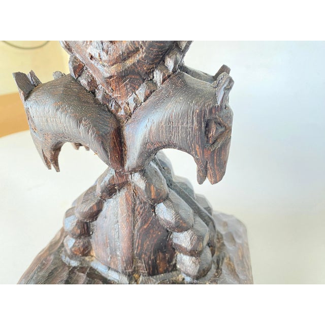 1950s Sculptural Table Lamp Carved on Every Sides in Wood, France, 1950s For Sale - Image 5 of 13