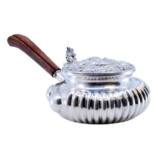 Silver Whisk with Wooden Handle, Embossed Lid and Fluted Tank For Sale
