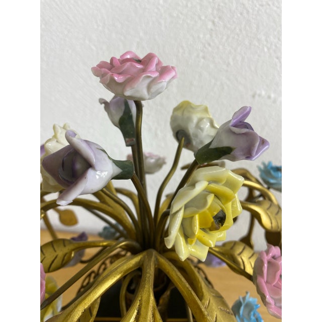 Brass Mid Century Vintage Italian Brass and Porcelain Whimsical Decorator Table Lamp For Sale - Image 8 of 11