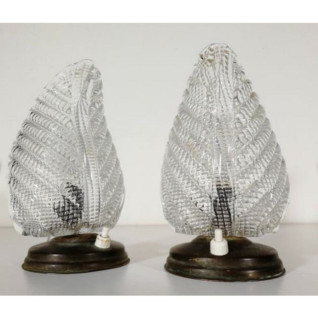 Art Deco Murano Glass Lamps, 1950s, Set of 2 For Sale - Image 9 of 12