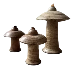 Ceramic Mushroom Oil Lamps, 1970s, Set of 3