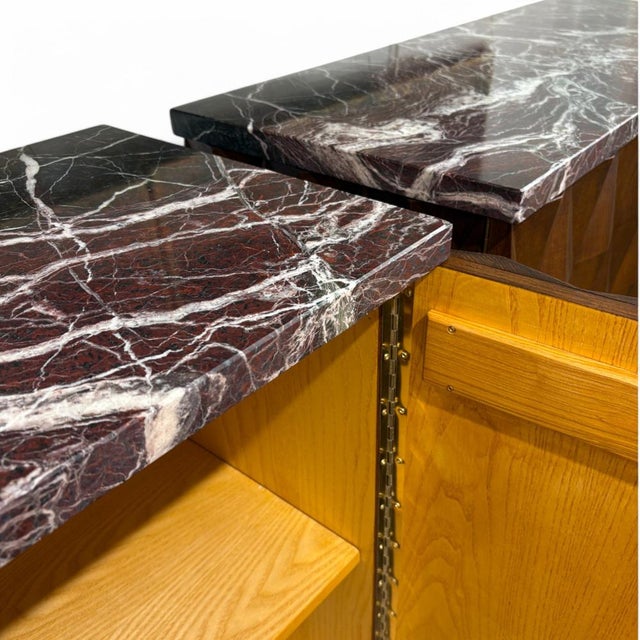 Brutalist Wood and Rosso Levanto Marble Cabinets, Set of 2 For Sale - Image 10 of 12