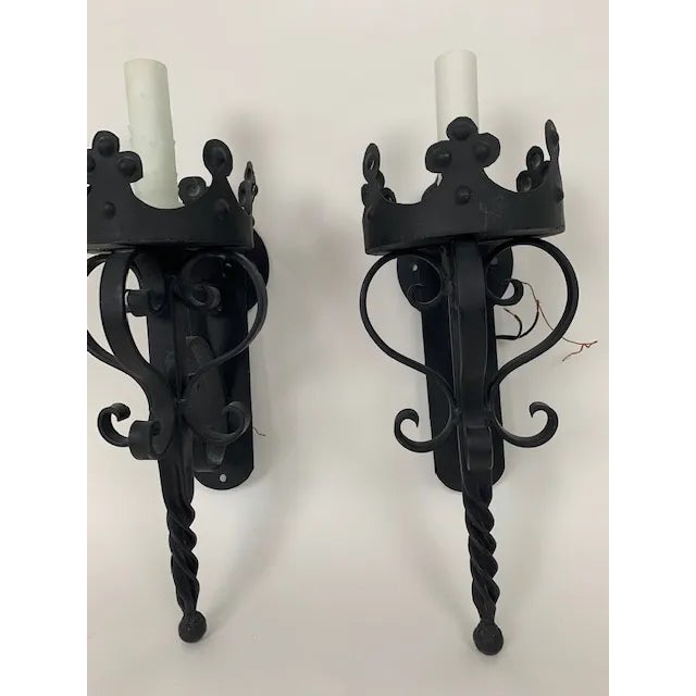 1990s Italian Style Iron Wall Sconces - a Pair For Sale - Image 9 of 10