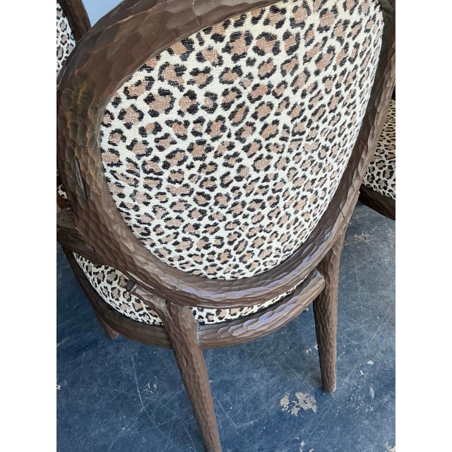 Vintage Boho Faux Bois Leopard Dining Chairs - Set of 5 For Sale - Image 12 of 12