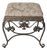 Vintage Bronze Scrollwork Vanity Bench With Cream Jacquard Upholstery For Sale