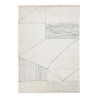 2020s Apadana's Moroccan Style Handmade Modern Wool Rug in Neutral Tones For Sale