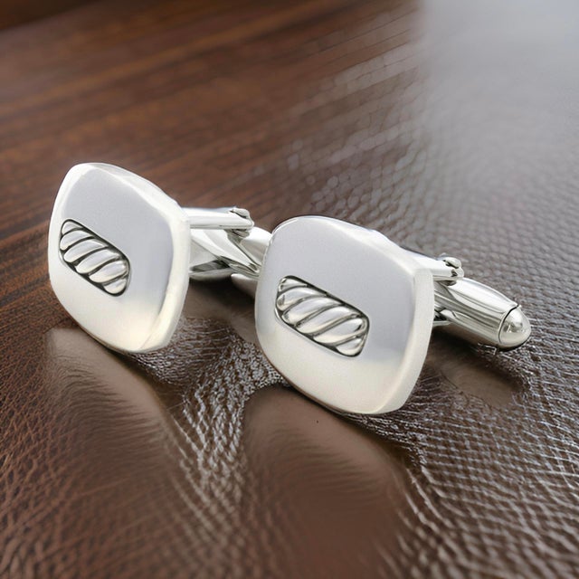 1990s David Yurman Authentic Estate Cufflinks Silver, A Pair For Sale - Image 9 of 12