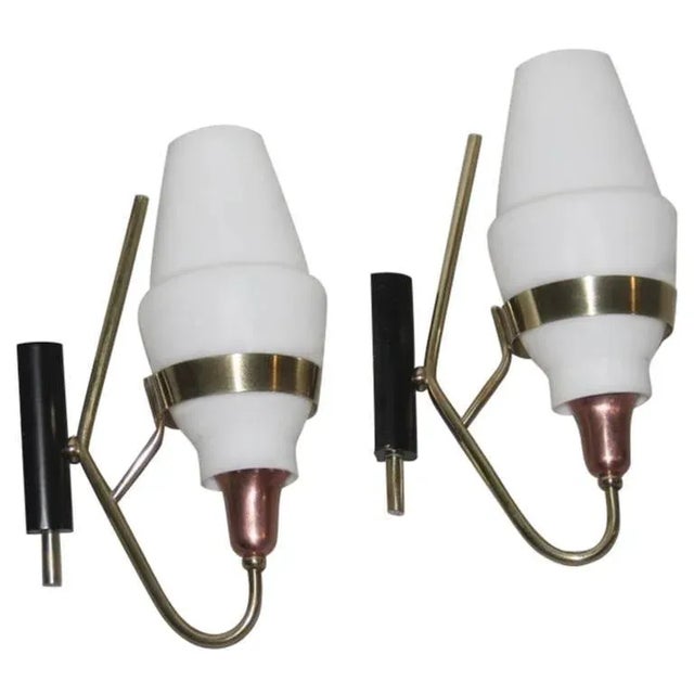 White Italian Wall Sconces, 1950s, Set of 2 For Sale - Image 8 of 8