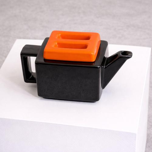 Vintage Red and Black Glazed Ceramic Tea Set by Ettore Sottsass, 1970s, Set of 9 For Sale - Image 5 of 9