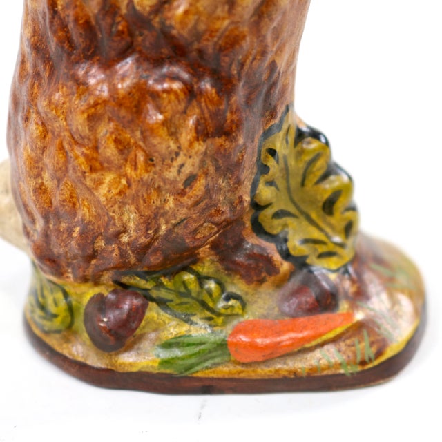Brown Vintage Vaillancourt Sculptural Folk Art Chalkware Hand Painted Standing Rabbit Figurine For Sale - Image 8 of 9