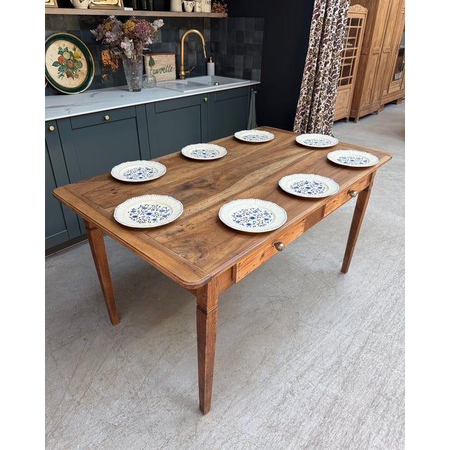 1940s Farmhouse Table in Walnut and Oak, 1940s For Sale - Image 5 of 14