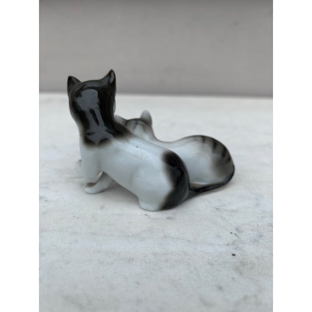 Mid-Century German Porcelain Cats With Ball signed AP.