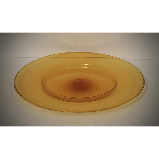1920s Round Orange Color Glass Plate from Cappellin Murano, 1920s For Sale - Image 5 of 10