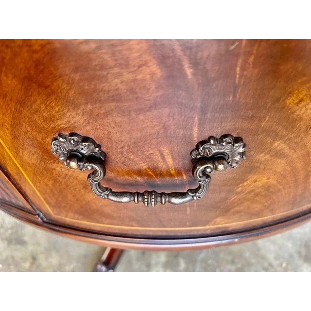 Brown Regency Drum Table With Leather Top, Flame Mahogany, England, 1930s For Sale - Image 8 of 9