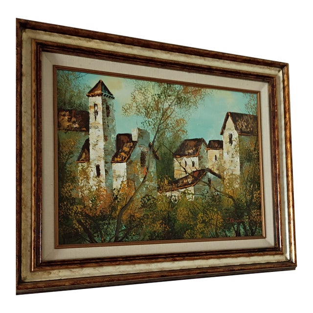 Mid 20th Century Original Oil Painting Signed by Artist T. Dennis, Framed For Sale