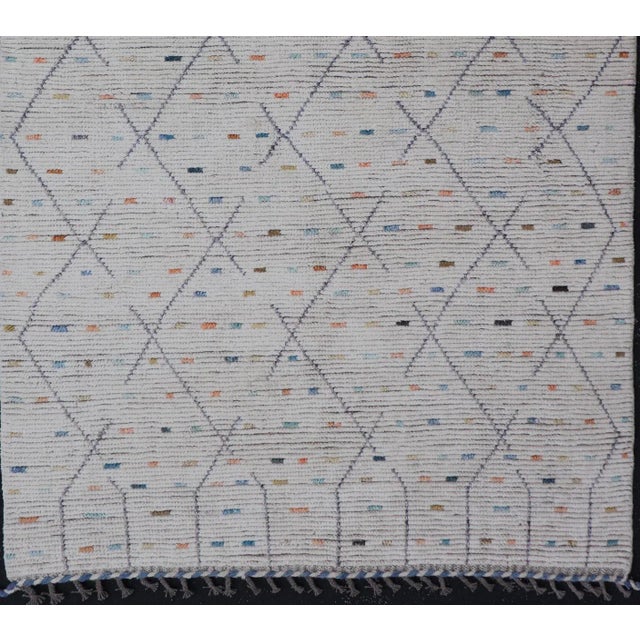 Modern Tribal Rug in Wool with Sub-Geometric Design in Blue, Ivory, Multi Colors. rug MSE-12905, Keivan Woven Arts /...