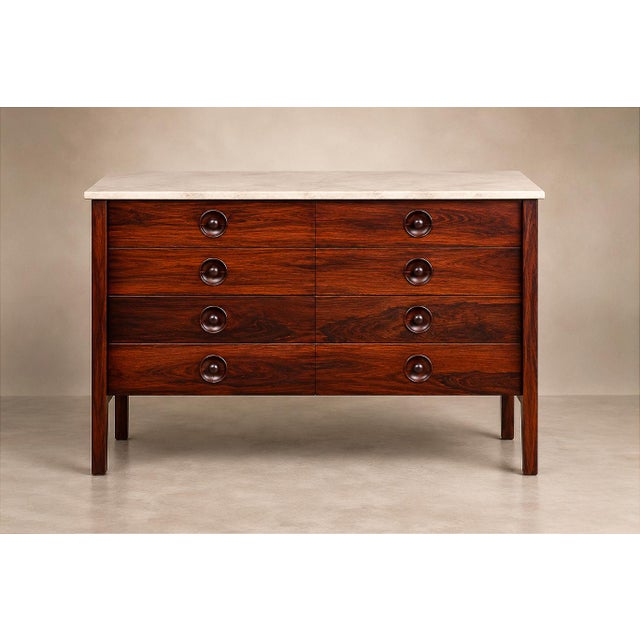 Sergio Rodrigues "Marquesa" Chest of Drawers in Rosewood With Marble Top — Oca, Brazil, C. 1965 For Sale - Image 10 of 18
