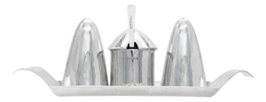 Elizabeth II Modernist Sterling Silver Cruet Set, Birmingham, 1965, Set of 5