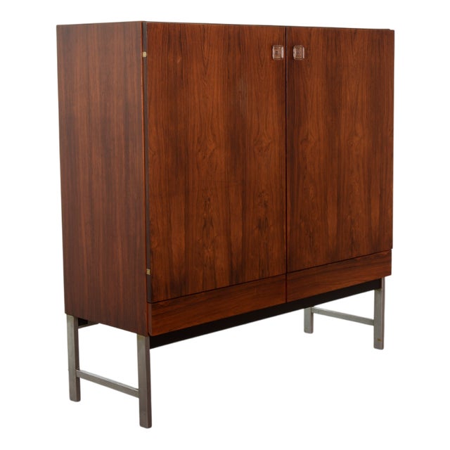 Vintage Rosewood Cabinet with Glass Handgrips attributed to Rudolf Bernd Glatzel for Fristho Franeker, The Netherlands, 1960s For Sale