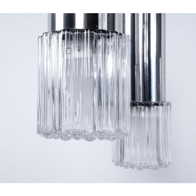 Black Vintage Glass and Chrome Cascade Pendant Lamp, 1960s For Sale - Image 8 of 13