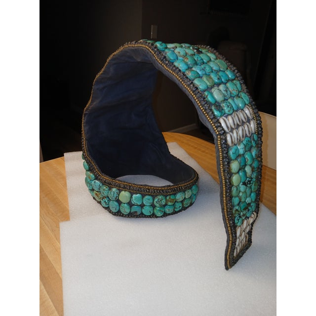 Vintage Turquoise Tibetan Headdress For Sale - Image 4 of 12
