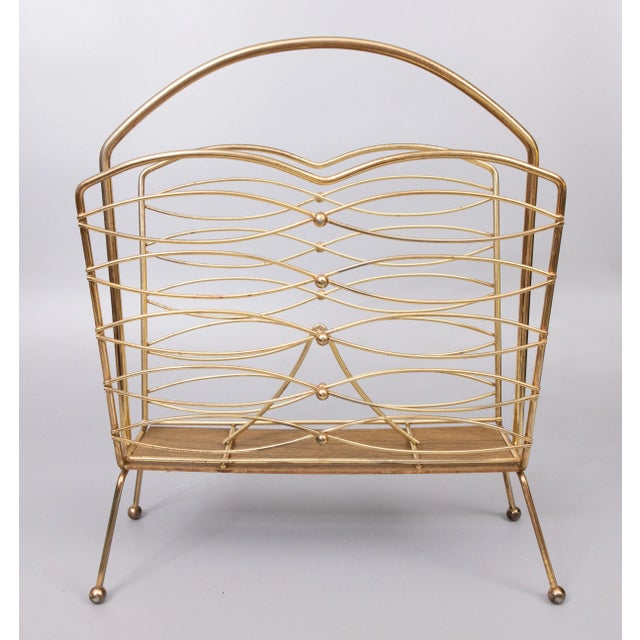 Mid-Century Modern Mid-Century Modern Brass Magazine Rack For Sale - Image 3 of 6