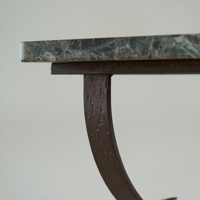 Art Deco Side Table in Wrought Iron and Marble, 1950s For Sale - Image 9 of 12