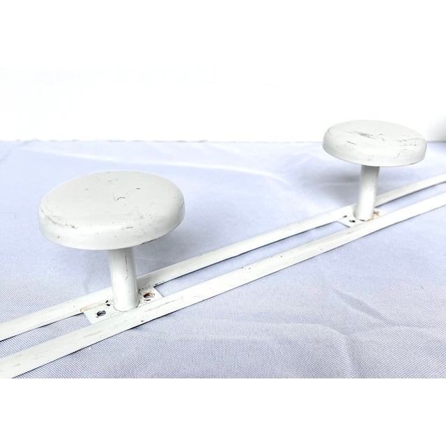 Mid-Century Modern Mid 20th Century French White Enamel Four Peg Coat Rack For Sale - Image 3 of 16