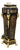Black Wood Pedestal With Bronze Accents, Gold Leaf Details & Marble Top For Sale