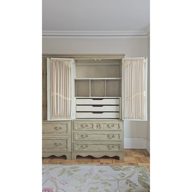Mid 20th Century French Provincial Triple Armoire Wall Unit by Baker Furniture For Sale In Chicago - Image 6 of 15