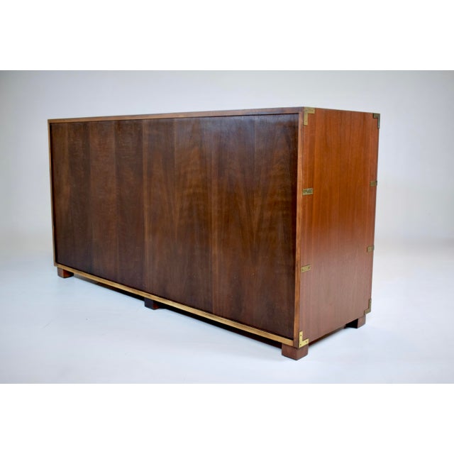 Baker Furniture Signed Campaign Seven Drawer Dresser Chest of Drawers 1950s For Sale - Image 9 of 13