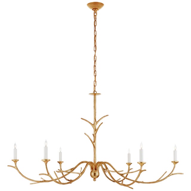 Julie Neill for Visual Comfort Signature Iberia Large Chandelier in Antique Gold Leaf For Sale