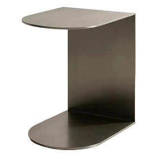 C-Shaped Side Table in Brushed Stainless Steel by Veliento For Sale