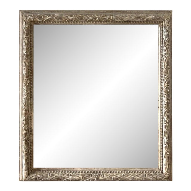 Late 20th Century Large Italian Faded Faded Stripped Gilt Wood Mirror For Sale