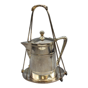 C. 1920s Anglo-American Silver Plate Syrup Jug With Stand