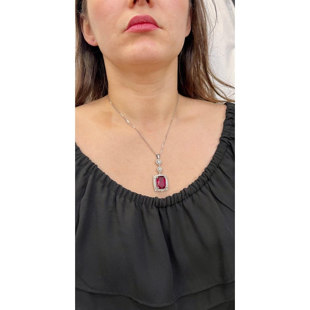 17 Carat Rubelite and 4 Carat Diamond Pendant / Necklace 14 Karat Gold, Estate For Sale - Image 13 of 18
