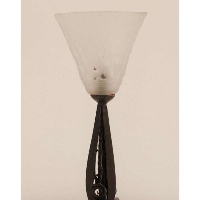 Metal Art Deco Glass Table Lamp from Muller Frères Lunéville, 1925 For Sale - Image 7 of 7