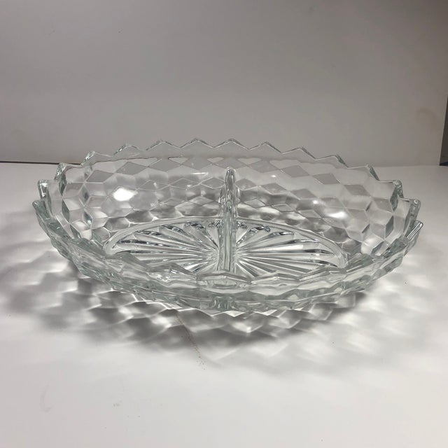 Vintage Crystal Divided Relish Serving Dish Chairish