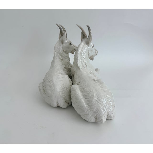 Mid 20th Century Mid-Century Italian Ronzan Ceramic Double Mountain Goat Sculpture For Sale - Image 5 of 9