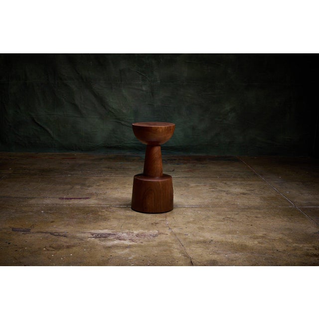 Contemporary Chris Lehrecke pedestal table crafted from solid Hudson Valley American Black Walnut with a natural finish...