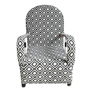 Vintage Black & White Diamond Yoruba Beaded Chair