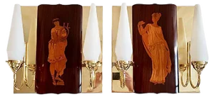 Vintage Marquetry Sconces by Andrea Gusmai, Set of 2