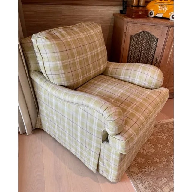 Designer Upholstered Green Club Chair For Sale - Image 10 of 12