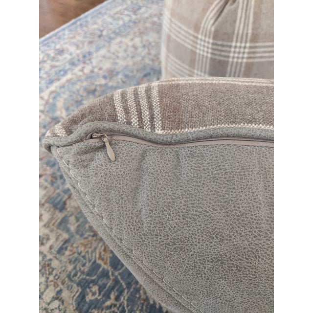 Tan Plaid Neutral Colored Pillows 20" X 20"- A Pair For Sale - Image 8 of 11