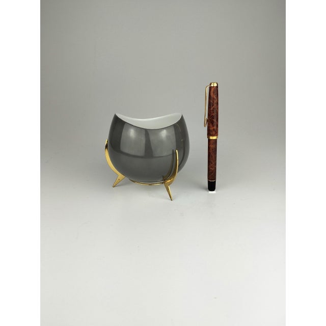 Porcelain Bowl with Brass Tripod Stand from KPM Krister, Germany, 1950s For Sale - Image 12 of 14