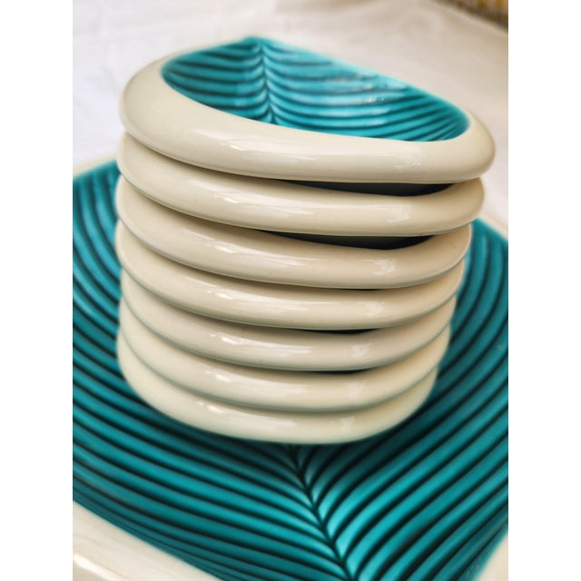 Vintage French Verceram Leaf Plate with Small Dishes, 1950s, Set of 8 For Sale - Image 10 of 17