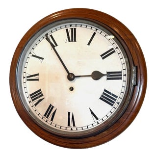 Antique Schoolhouse Regulator Wall Clock With Pendulum For Sale